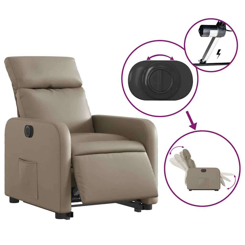 Poltrona | Sedia Relax Alzapersona Reclinante Elettrica Cappuccino Similpelle