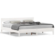 Letto matrimoniale | Letto per adulti | Giroletto senza Materasso Bianco 200x200 cm Legno Massello Pino