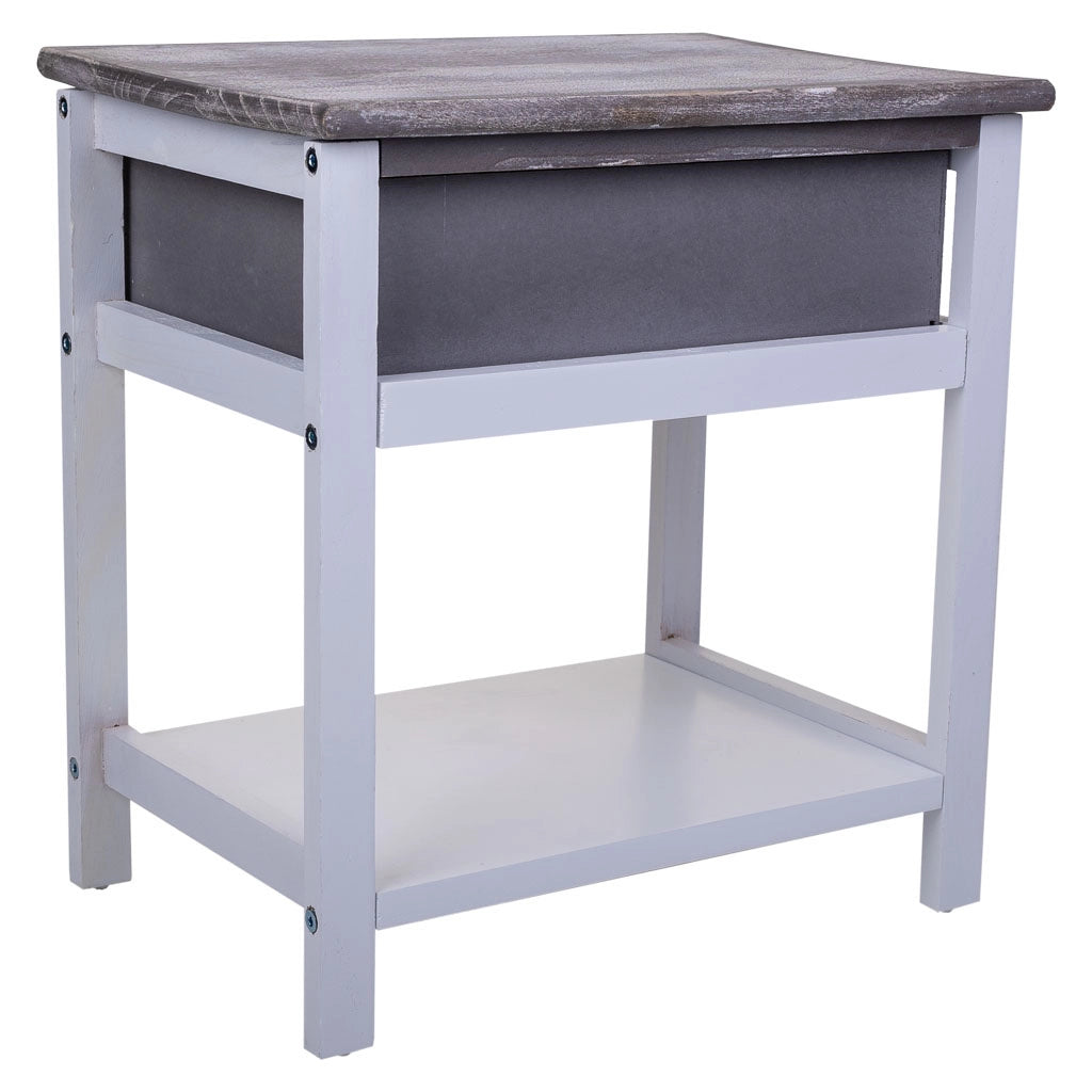 Comodino in legno bianco 40x29x42