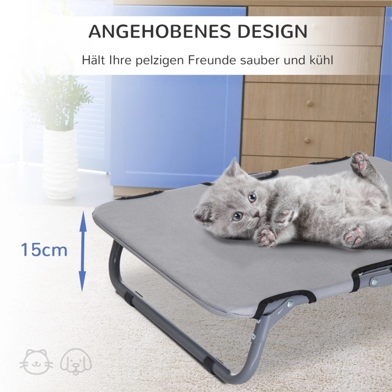 Cuccia pieghevole da esterno per cani e gatti, lettino/posto letto, grigio, 59x46x15 cm