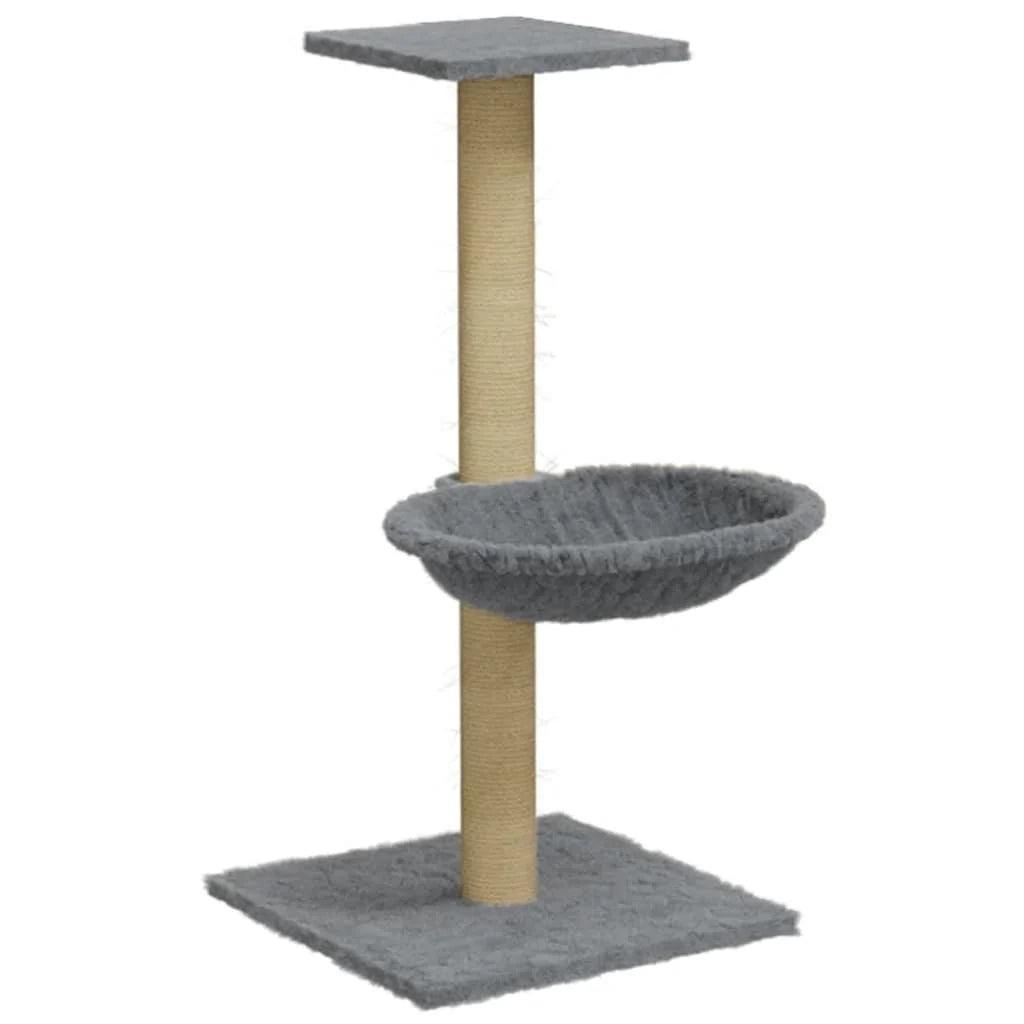 Tiragraffi per gatti torre per arrampicata giocattolo piattaforma per arrampicata con tiragraffi in sisal leggero 74 cm grigio 02_0022441