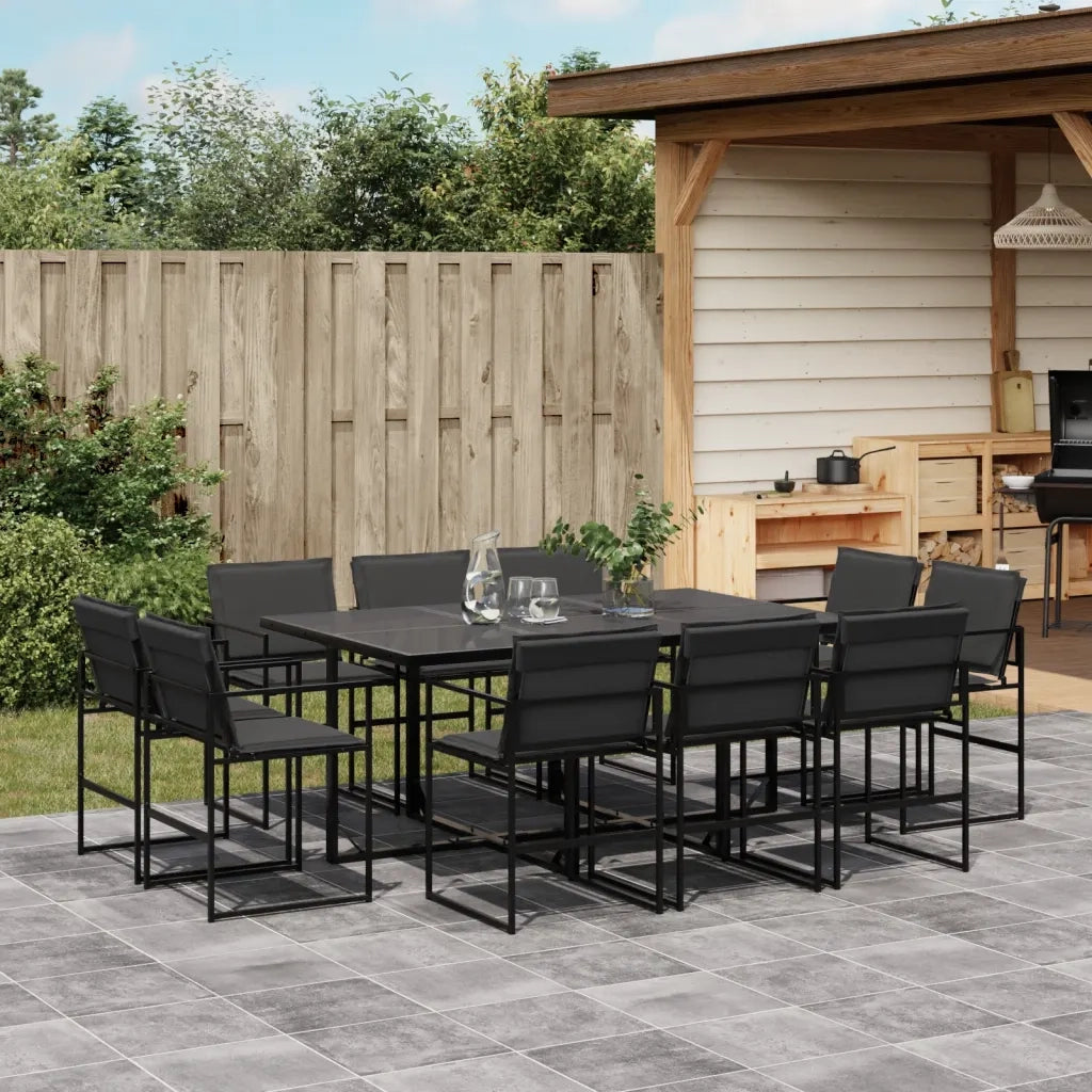 vidaXL Set da Pranzo da Giardino 11 pz con Cuscini Nero in Textilene