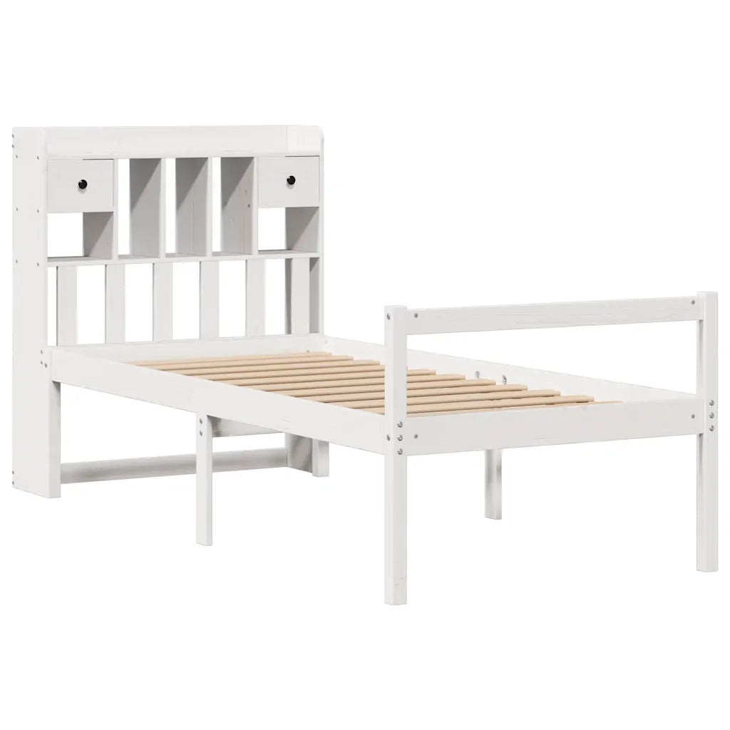 Letto Libreria senza Materasso Bianco 90x190 cm Massello Pino 3322042