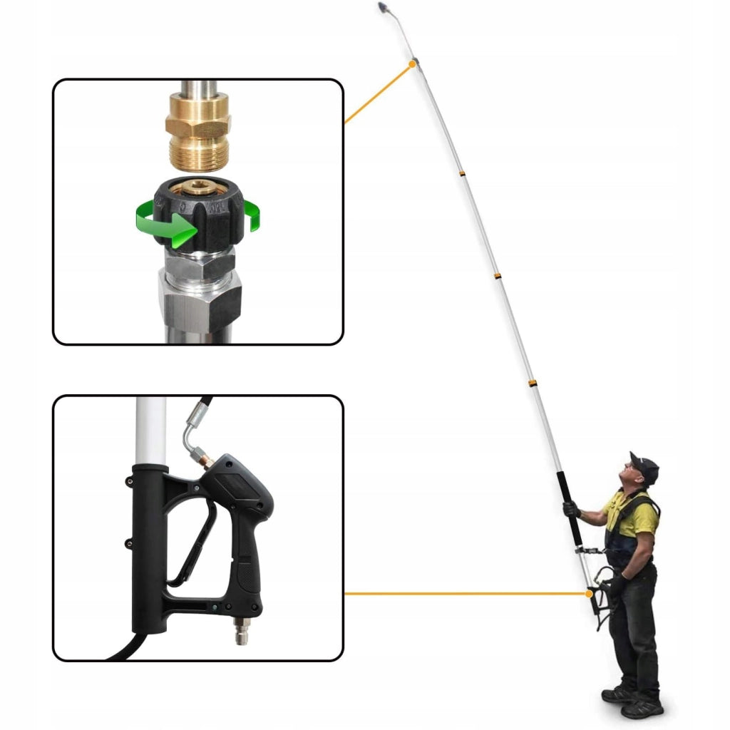 Lancia Telescopica per Idropulitrice 1,5m-6,3m – Compatibile con Kärcher HD HDS | 4000 PSI, Alluminio, 30 l/min