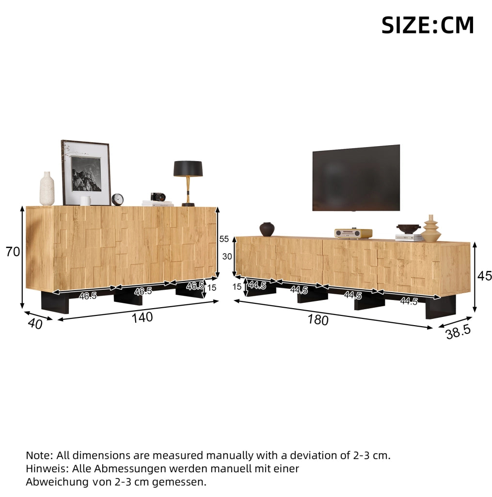 SET MOBILE TV e Sideboard Set da 2 pezzi Colore Legno Naturale