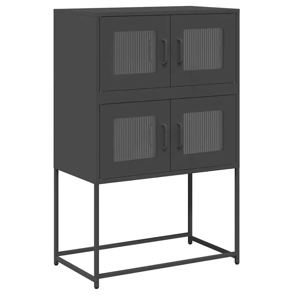 Credenza-Buffet-Armadio da cucina Nera 68x39x107 cm in Acciaio 875935