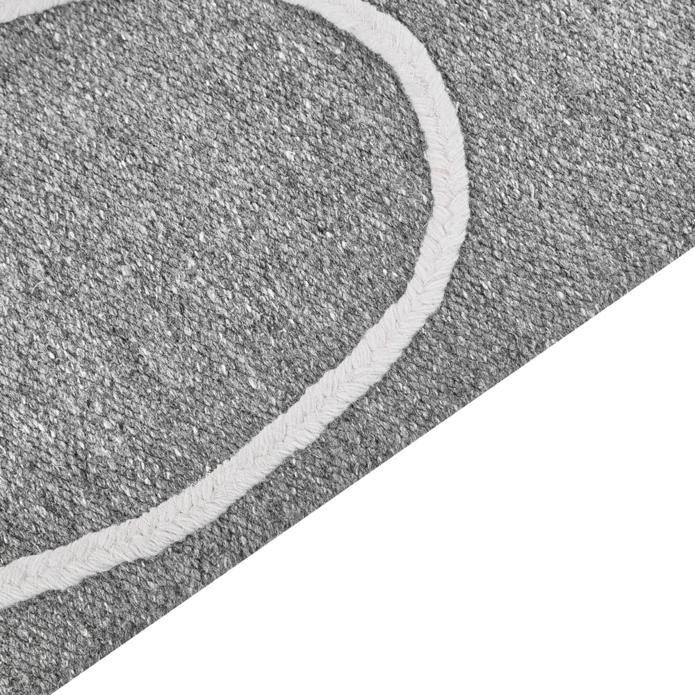 Tappeto rettangolare per interni e per esterni in poliestere con motivo a nappe grigio 140 x 200 cm stile boho