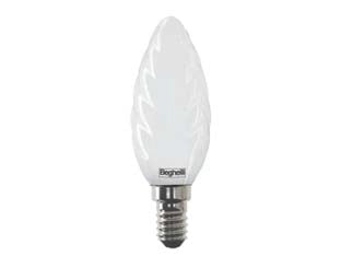 LAMPADA LED TORTIGLIONE TUTTOVETRO E14- - 4w - 3000°K calda - 470 lm - mm.35x97h - 4 pezzi BEGHELLI