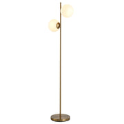 Lampada da terra design ¨C Minimal ¨C 2 teste, sfera, metallo dorato