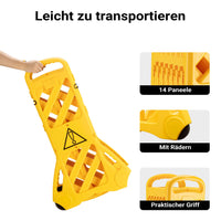 Barriera mobile portatile, barriera pieghevole 60 x 32 x 101 cm, recinzione estensibile fino a 3,9 m con ruote e maniglie, barriera in PE robusto