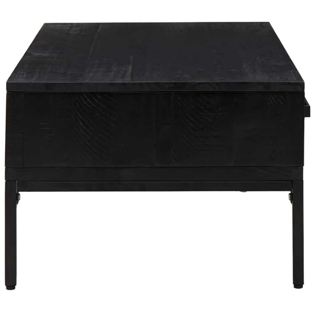 Tavolino da Salotto-Tavolino da soggiorno-Tavolo Nero 90x50x35 cm in Legno Massello di Pino