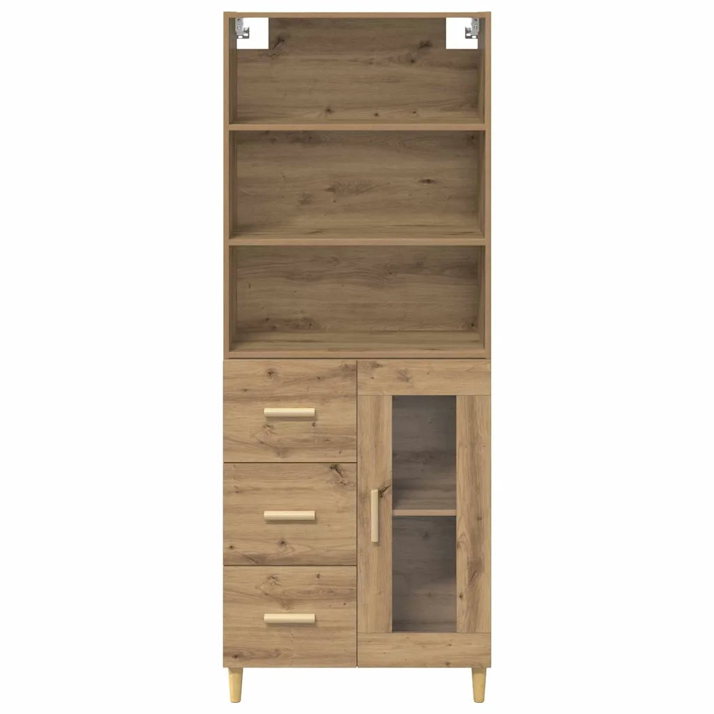 Credenza con Cassetto-Buffet-Armadio da cucina Rovere artigianale 69,5 x 32,5 x 180 cm 833162