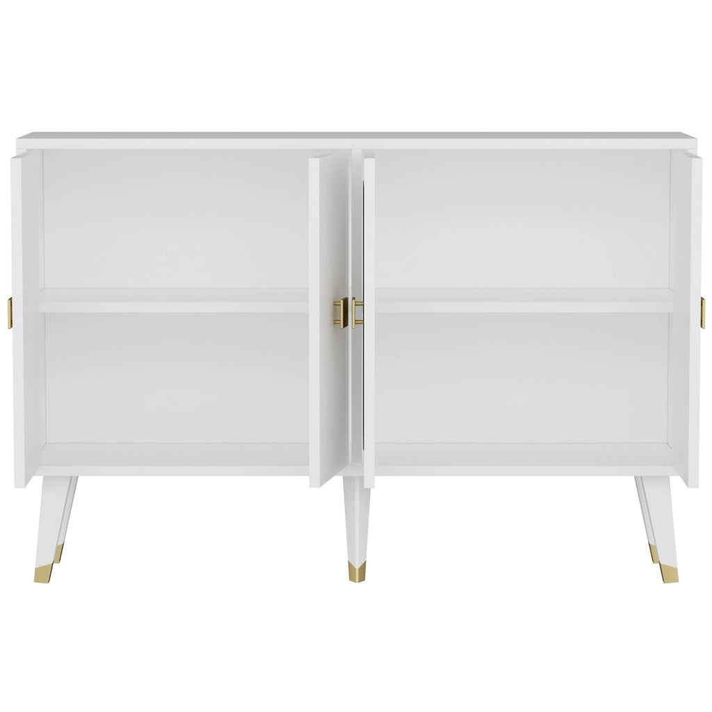 Credenza in legno "Ahart" - 120 x 30 x 80 cm - Bianco
