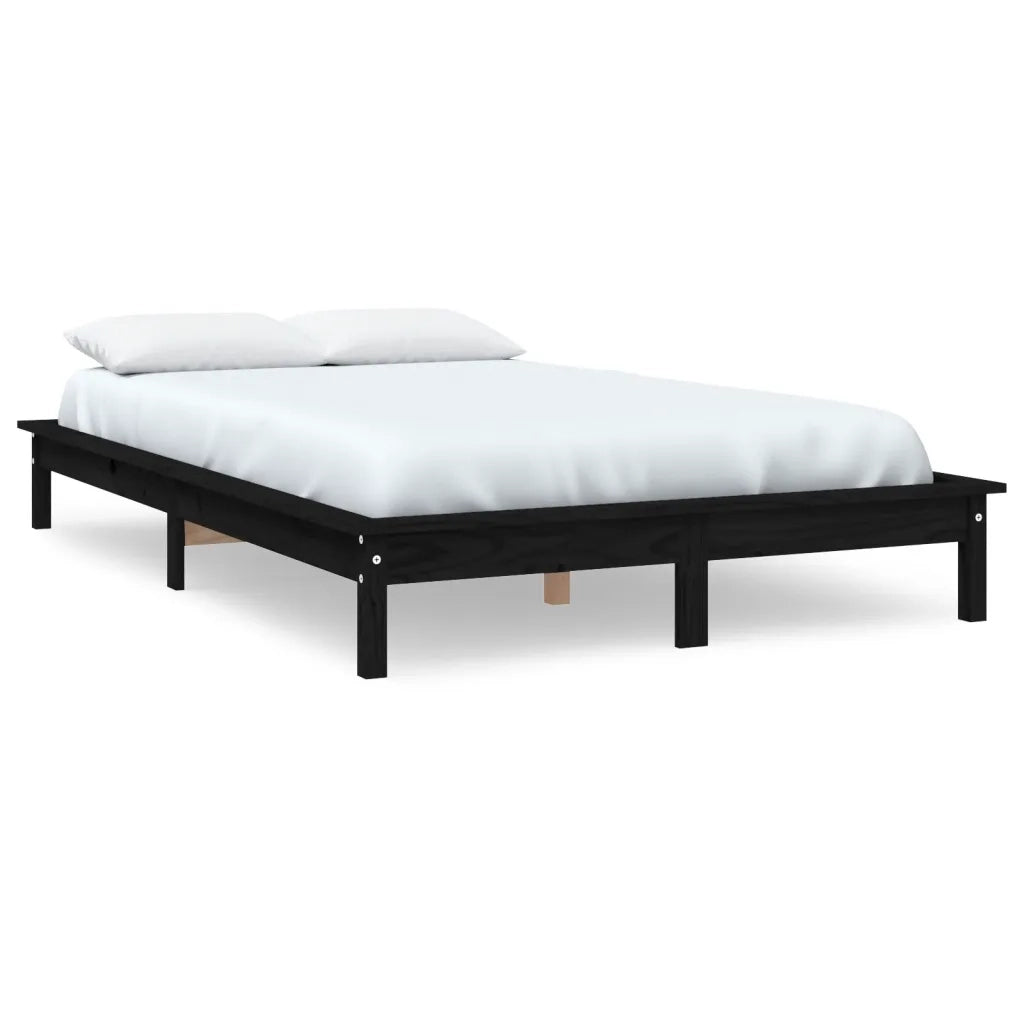 Giroletto Nero 180x200 cm Super King in Legno Massello di Pino 820560