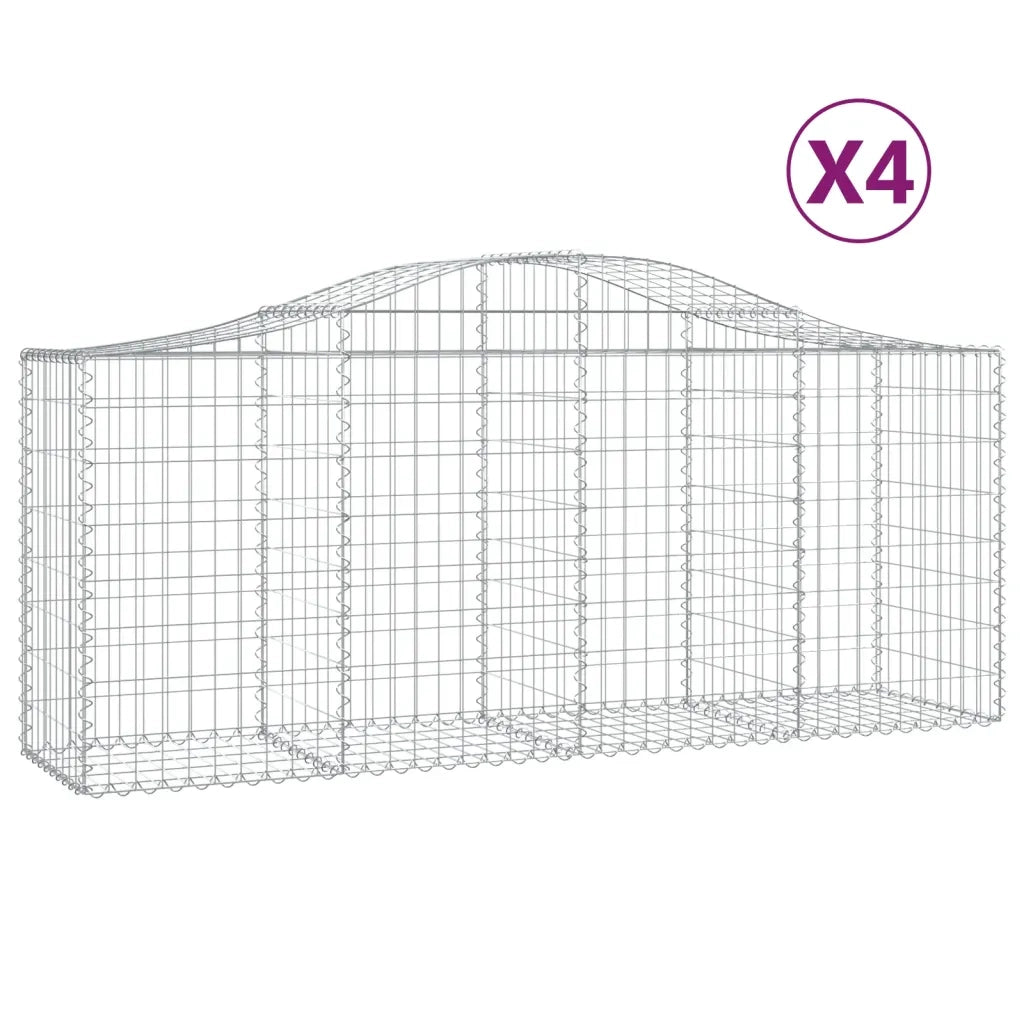 Cesti Gabbioni ad Arco 4 pz 200x50x80/100 cm Ferro Zincato 3145621