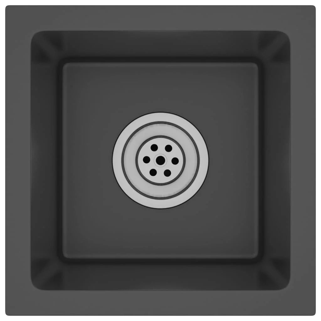 Lavello da cucina fatto a mano lavandino da bagno per interni 30 x 30 cm acciaio inox nero 02_0002450