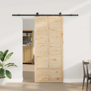 Porta scorrevole Naturale 100 x 208 cm Legno Massello di Pino 3381176