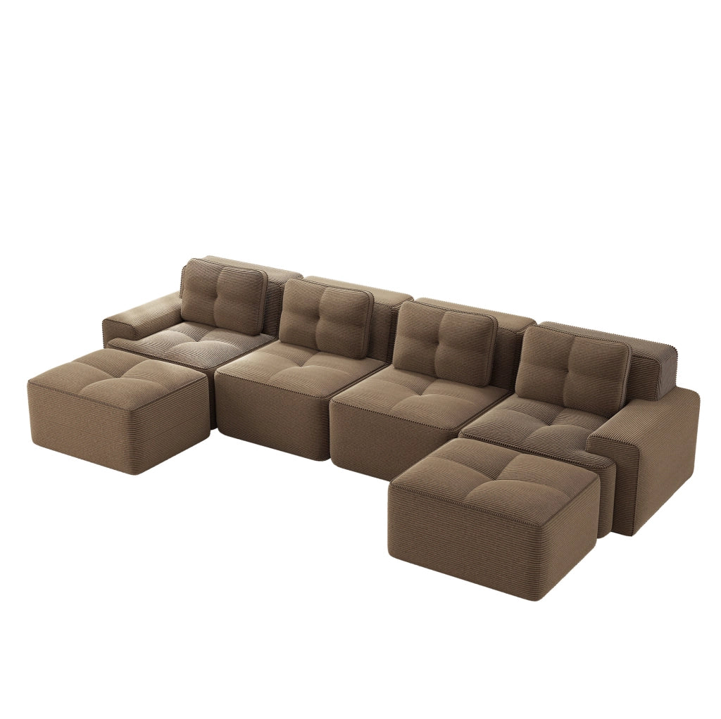 Divano modulare boneless in corduroy 382x177x69 cm marrone
