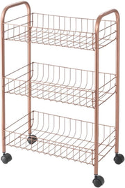 Carrello multifunzionale con ruote - 3 cassetti - colore coperchio rame - 64 x 42 x 26 cm