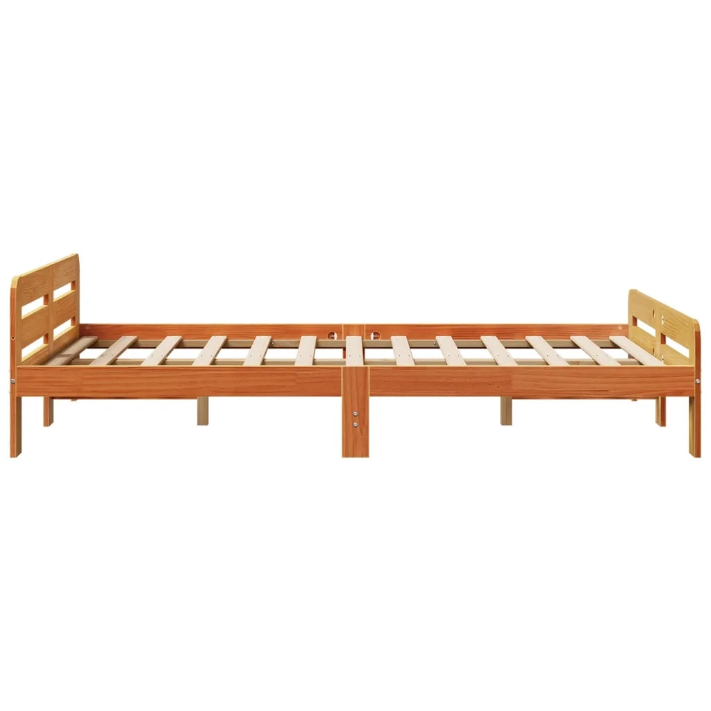 Letto matrimoniale | Letto per adulti | Letto senza Materasso Marrone Cera 135x190 cm in Legno di Pino