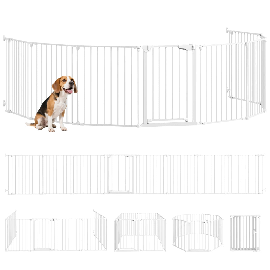 Recinto Pieghevole per Cani 8 Pannelli ¨C Xylo ¨C Cancello Doppia Chiusura Bianco