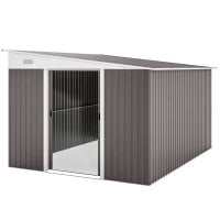 Casetta da Giardino con Porta Scorrevole, in Acciaio, 345x280.5x169-201cm, Grigio
