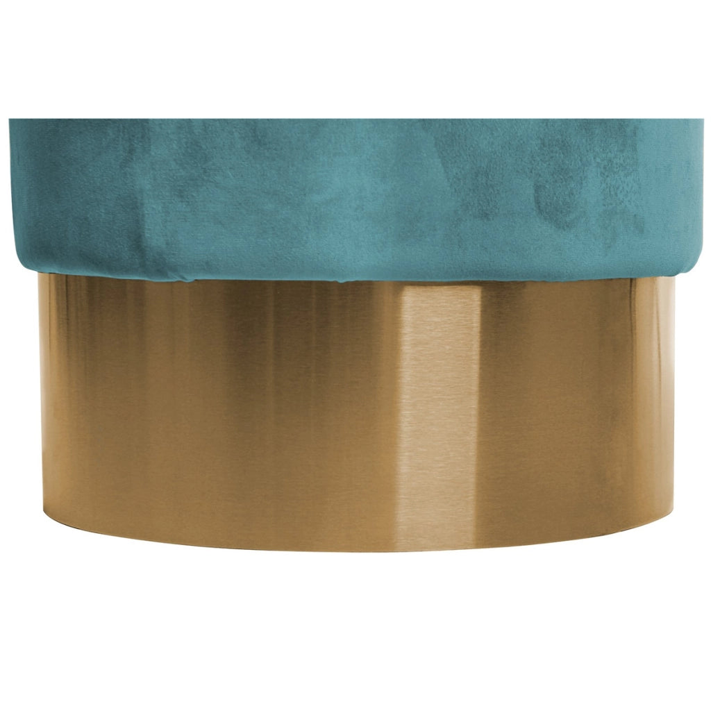 Pouf Nano in Velluto Rosa Antico con Base Oro