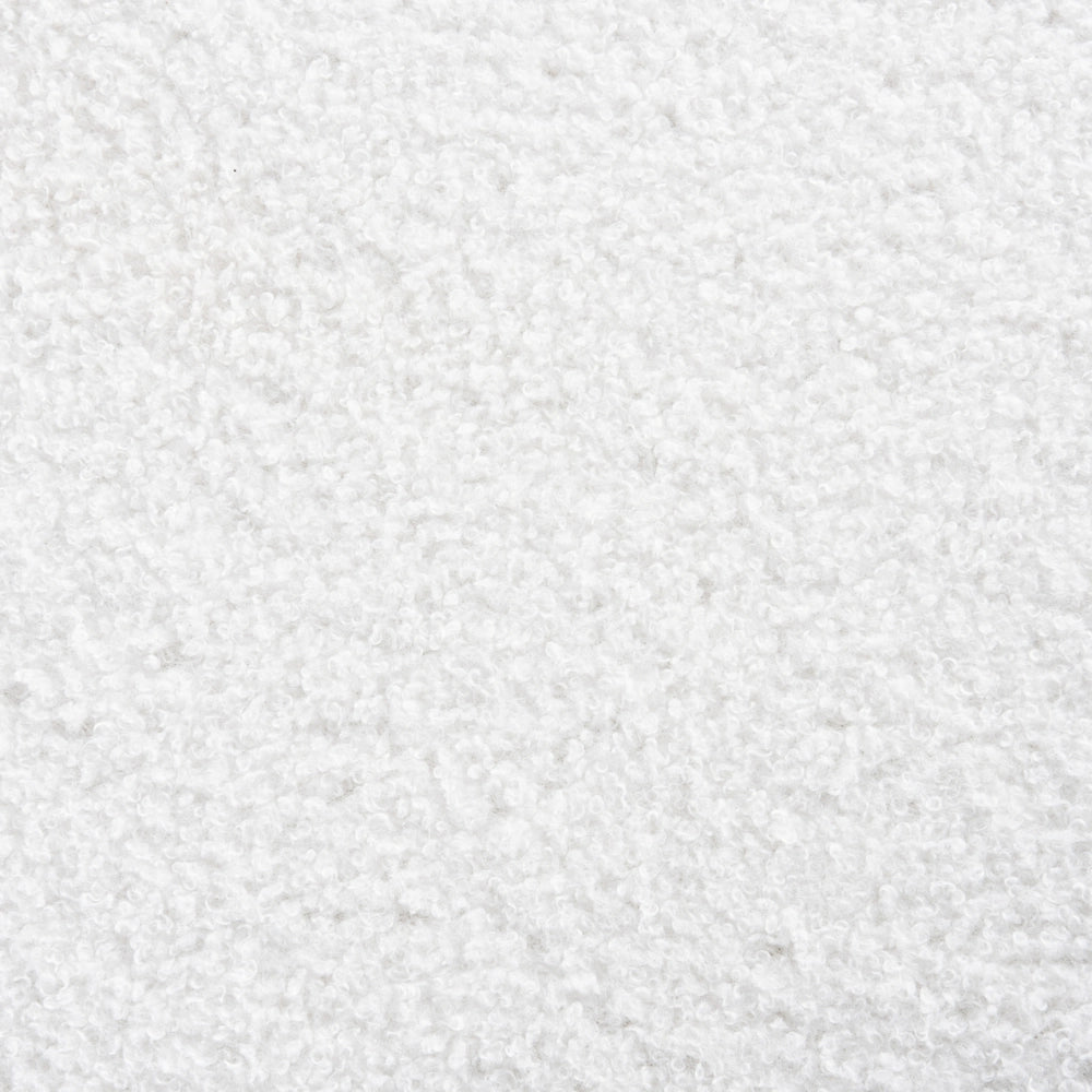Pouf Bianco Sporco Boucle Tappezzeria Gambe in legno di pino Poggiapiedi Accessori per la casa Soggiorno