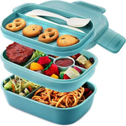 Lunchbox per adulti, 1900 ml, bento box per adulti e bambini, contenitore per pane con cassette, lunchbox impermeabile, lunchbox a tre strati per lavoro, picnic, scuola, viaggi (blu)