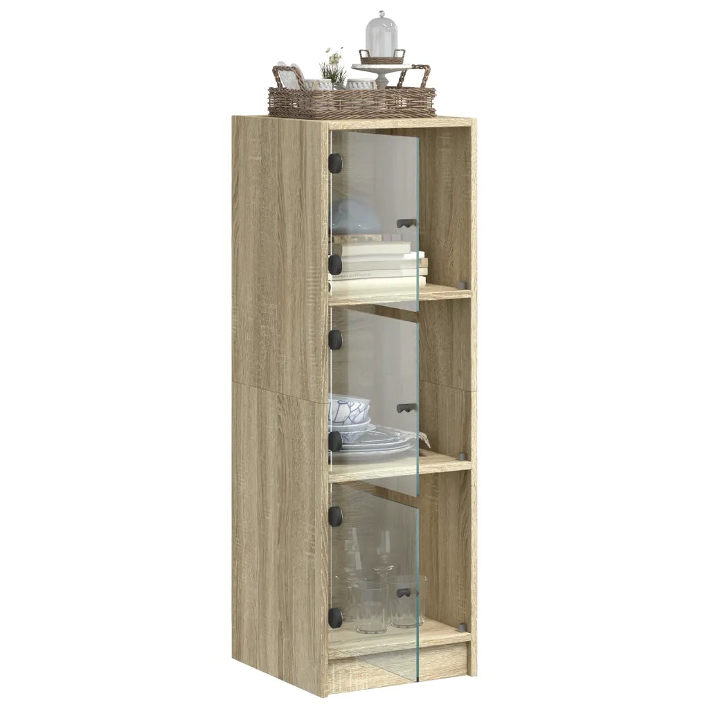 Credenza con Ante in Vetro Rovere Sonoma 35x37x109 cm
