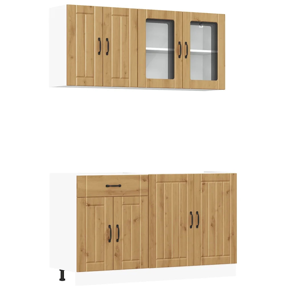 Set Mobili da Cucina 4 pz Kalmar Rovere Artigianale Truciolato