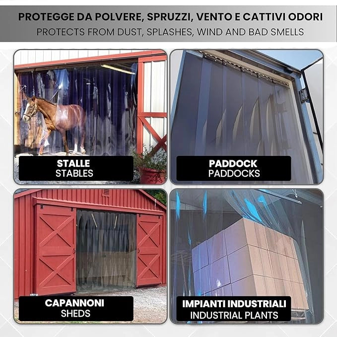 Rotolo PVC Trasparente Spessore 2mm al Metro Lineare - Strisce Trasparenti 20cm per Tende/Porte Industriali - Massima Durabilità