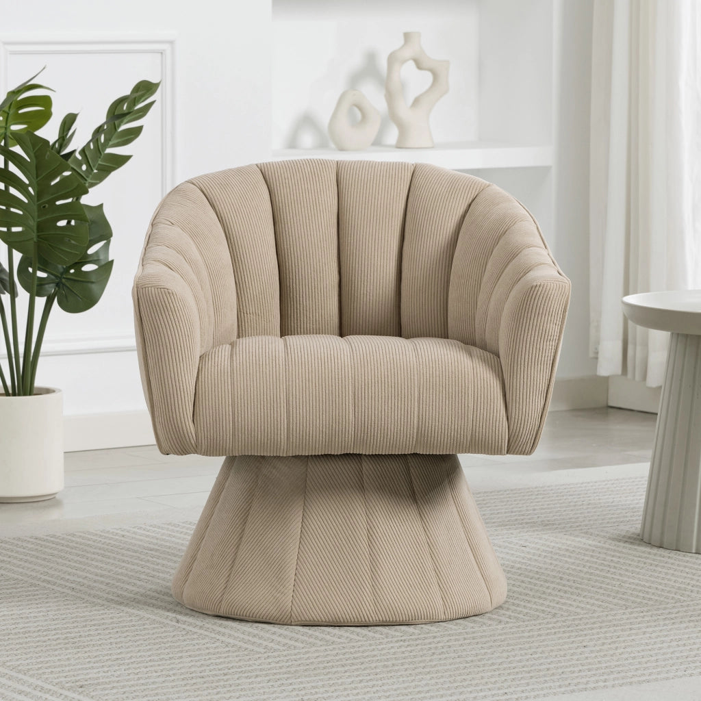 Sedia Girevole Ergonomica con Braccioli ¨C MINIMAL ¨C Tessuto Khaki, Design Moderno