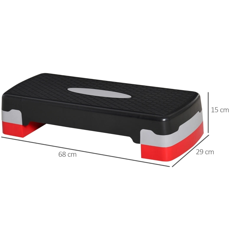 Stepper aerobico, altezza regolabile su 2 livelli, 68 x 28 x 15 cm, nero+grigio+rosso