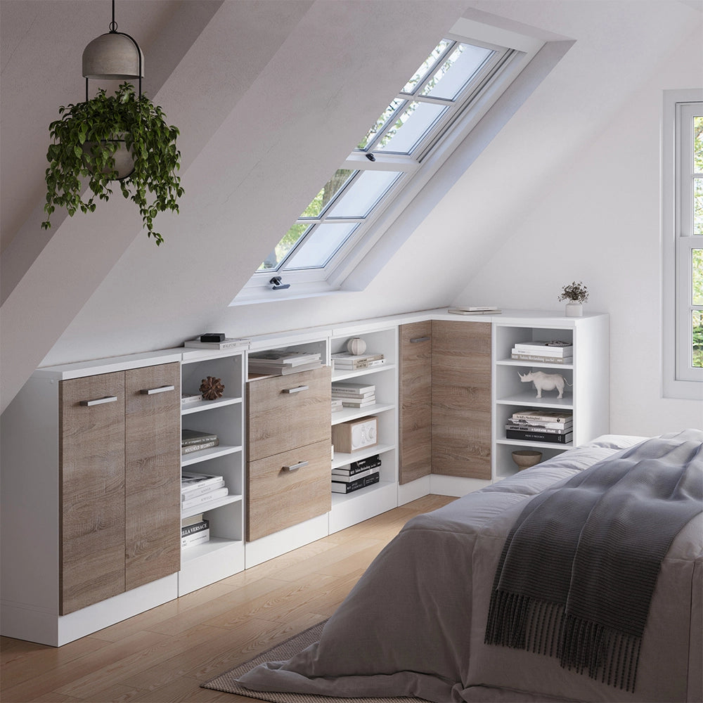Mobile sottotetto Mobile angolare Rion Sonoma/Bianco 75.6 x 83.8 cm con 1 porta Vicco