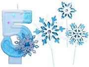 Candela numerata brillante - Candelabra per torta - Candele per compleanni - Decorazione a forma di fiocco di neve - Per bambine - 1 pezzo
