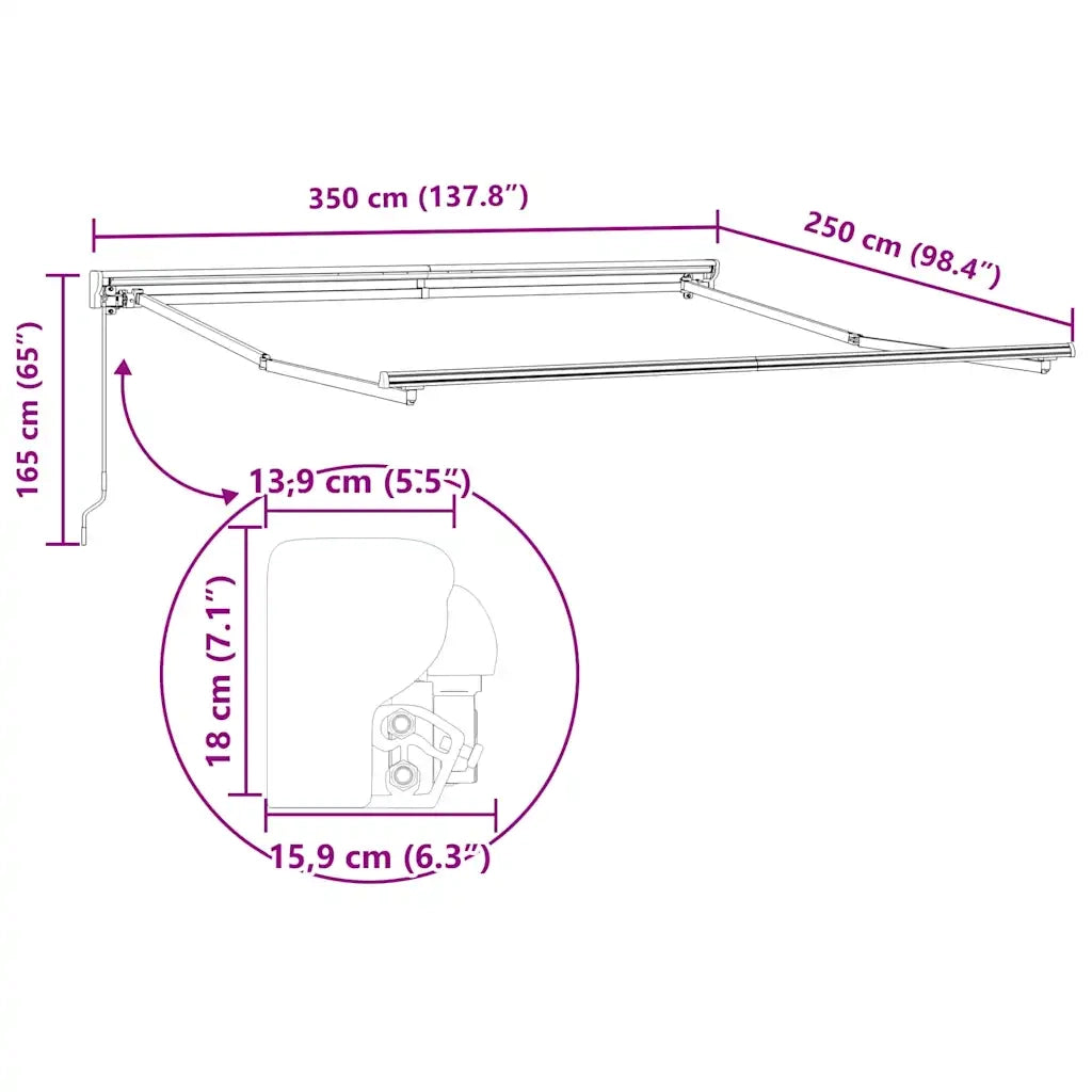 vidaXL Tenda Retrattile Arancione e bianco 350x250 cm Tessuto