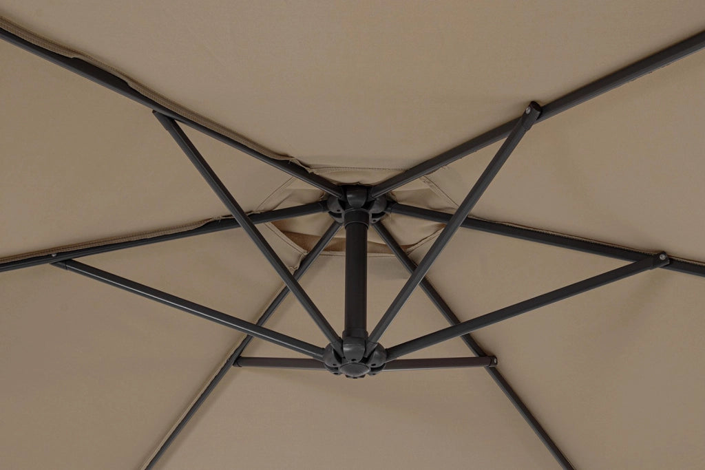 Ombrello a Braccio da Giardino 6 Stecche Ø300x235h cm Telo in Poliestere Nizza Antracite e Tortora