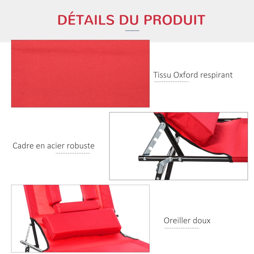 Chaise Longue Pieghevole con Cuscini ¨C Zephmum ¨C Rosso