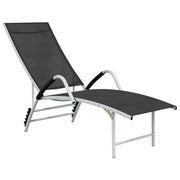 Lettino prendisole sedia a sdraio lettino prendisole letto da giardino mobili da esterno per patio textilene e alluminio nero 02_0012933
