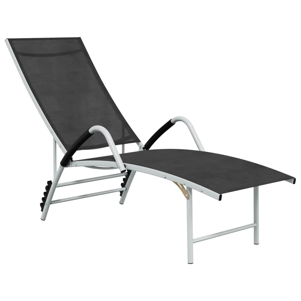 Lettino prendisole sedia a sdraio lettino prendisole letto da giardino mobili da esterno per patio textilene e alluminio nero 02_0012933