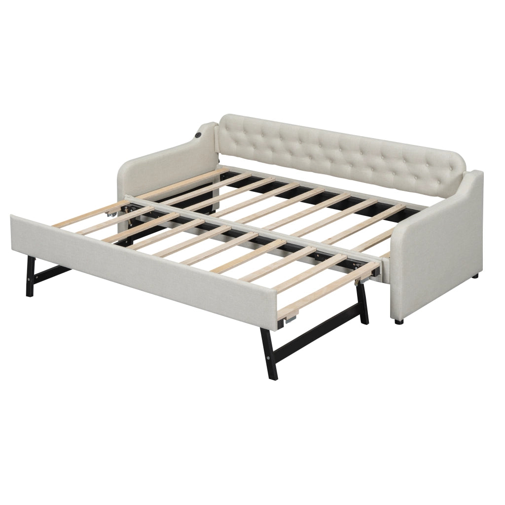 Divano letto estraibile - Zephmum- 90*200cm- beige- USB-Anschluss