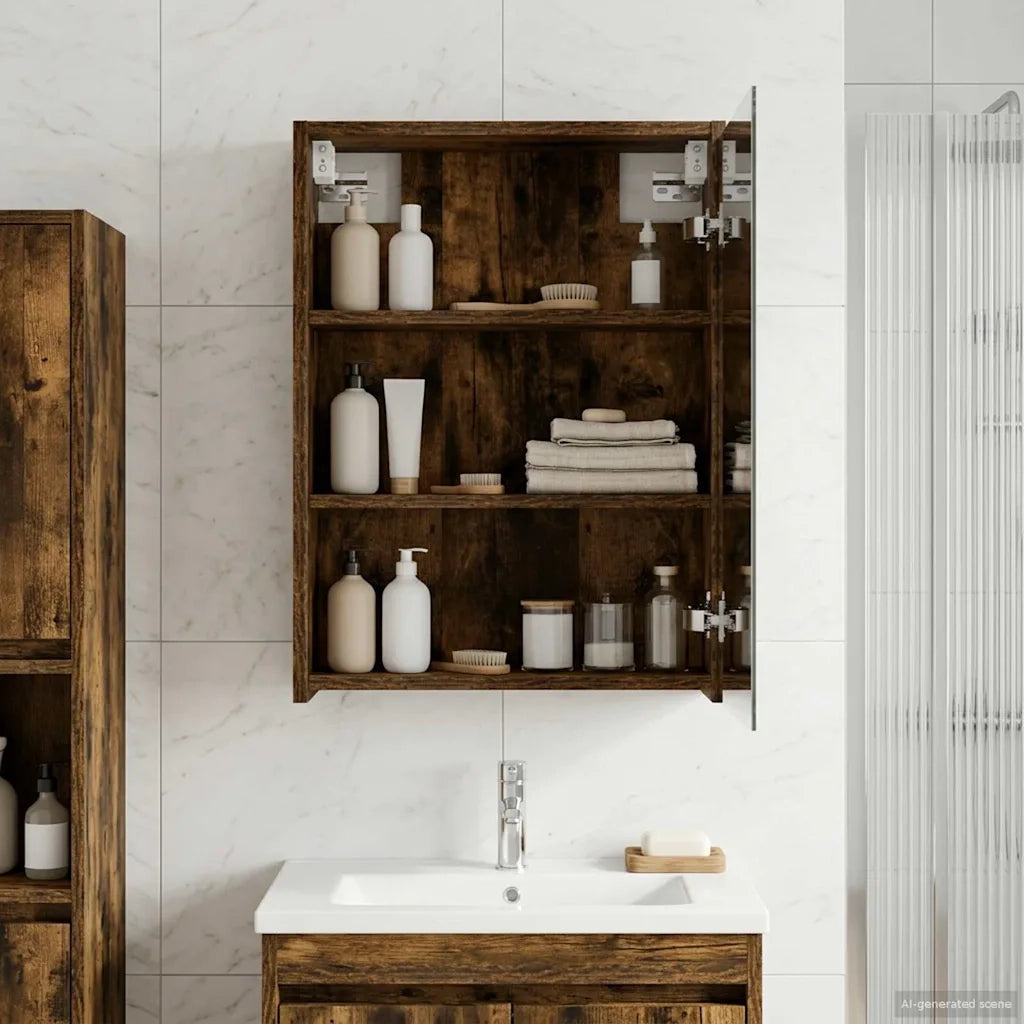 Mobiletto per specchio da bagno Rovere fumé 43 x 16 x 62.5 cm