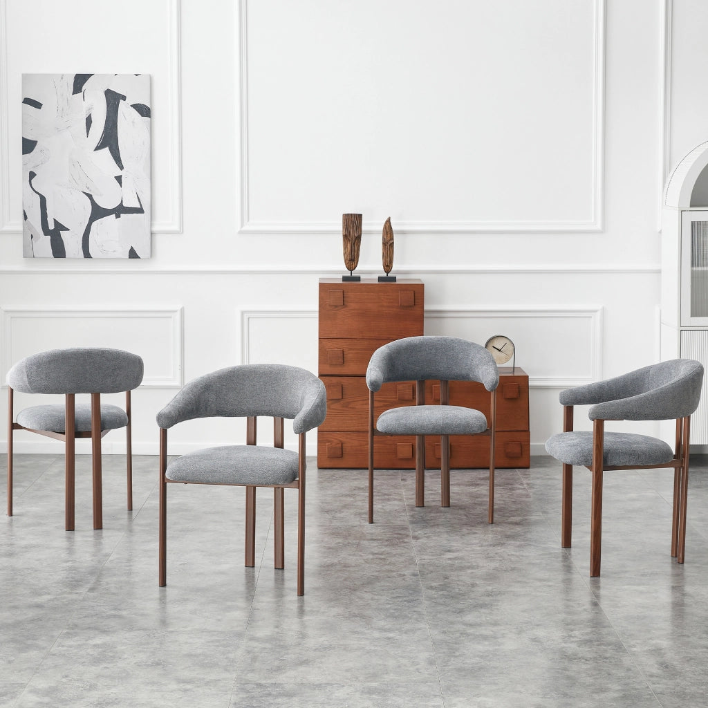 Poltrona in Tessuto ¨C MINIMAL ¨C Grigio, Gambe in Metallo, Set 4