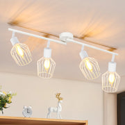 ZMH Faretto da soffitto bianchi 4 luci E14 metallo orientabili 350° industriali per corridoio soggiorno