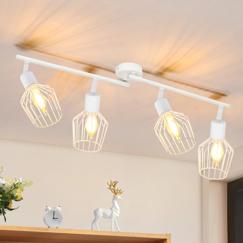 ZMH Faretto da soffitto bianchi 4 luci E14 metallo orientabili 350° industriali per corridoio soggiorno