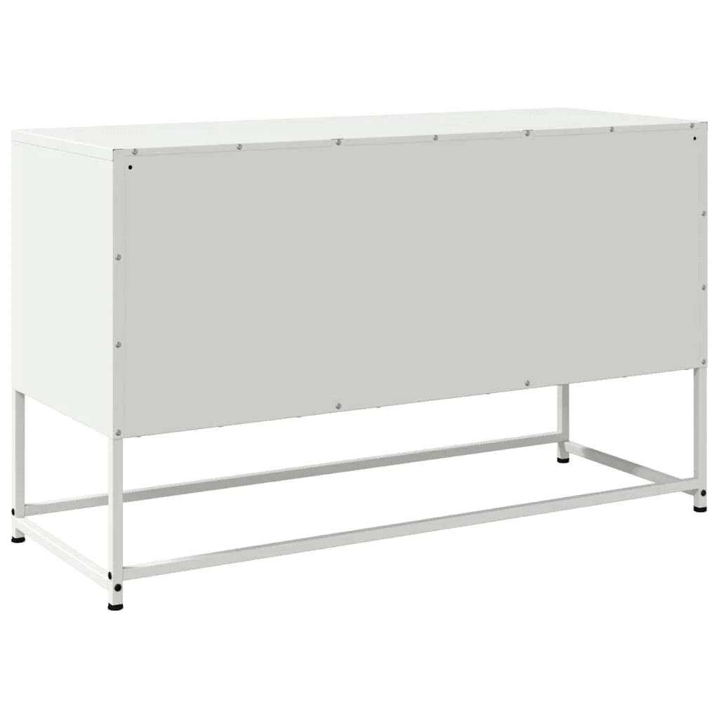 Mobile TV multimediale mensola TV credenza mobile TV sala da pranzo soggiorno camera da letto 100,5 x 39 x 60,5 cm acciaio bianco 02_0025549