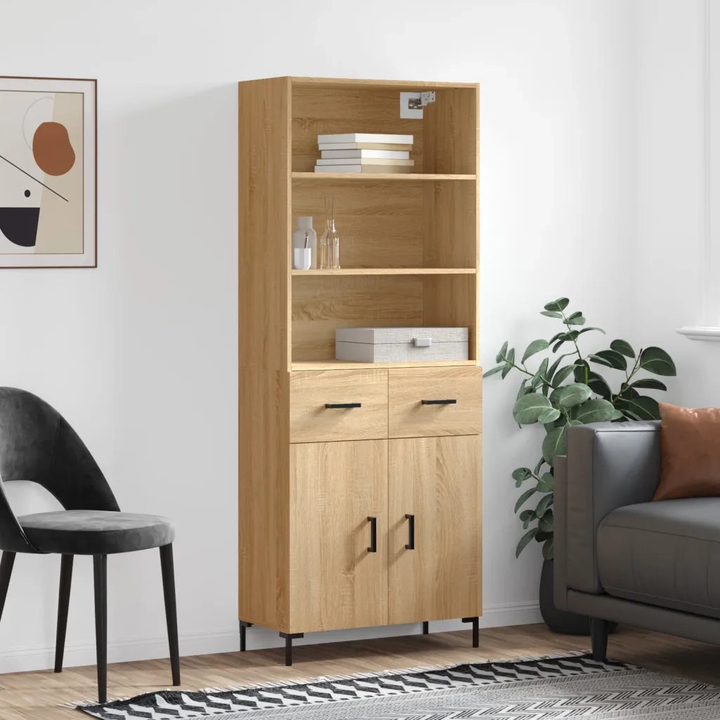 Credenza-Buffet-Armadio da cucina Rovere Sonoma 69,5x34x180 cm in Legno Multistrato 752665