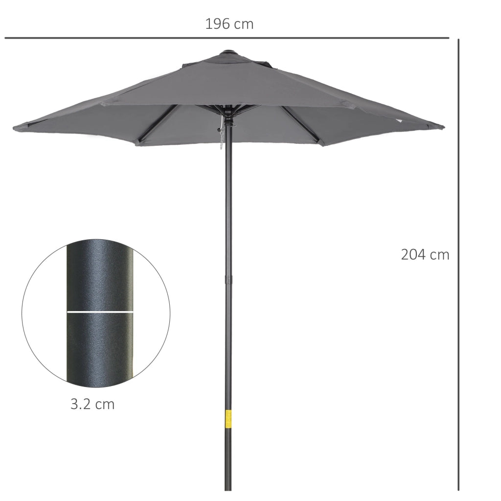Ombrellone da Giardino Ø196x204H cm a 6 Stecche Grigio Scuro
