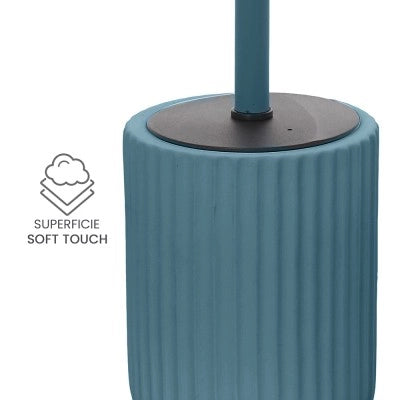 Scopino wc blu in ceramica soft touch con setole nere Spring
